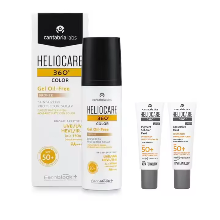 Heliocare 360° Spf 50+ Gel Oil-Free Bronze 50 ml + Regalo Protector Age Fluid y Pigment Fluid 3 ml - 1