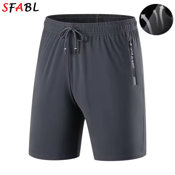 Nuevos Moda Verano Shorts De Playa Secado Rápido Con Bolsillos Cierre De Cremallera Elasticidad Para Correr En La Playa Y Gimnasio Shorts De Hombre Fitness - 1