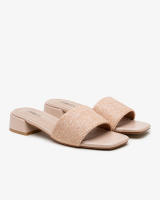 Sandalias de Bloque Bajo en Raffia, Sandalias de Tacón Bajo, Sandalia tipo mule de rafia con tacón bajo, Conjunto Minimalista para Mujer Primavera Verano - details 0