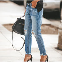 Jeans Rectos Para Mujer Moda Alta Cintura Washed Skinny Ropa Trasera Ropa De Lady Commuter Pantalones Delgados Con Agujeros Tendencia De Moda 2025 - details 21