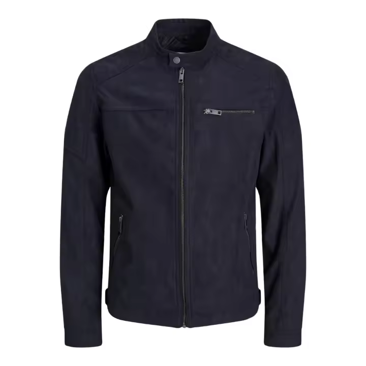 Jack & Jones Jjerocky 12147218 - Chaqueta Biker Efecto Gamuza para Hombre - Negro (Jet Black) - 1