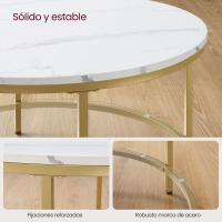 Mesa de centro redonda con estilo moderno, imitación de mármol y estante de vidrio templado, fácil montaje, ideal para salón, color blanco o negro - details 11