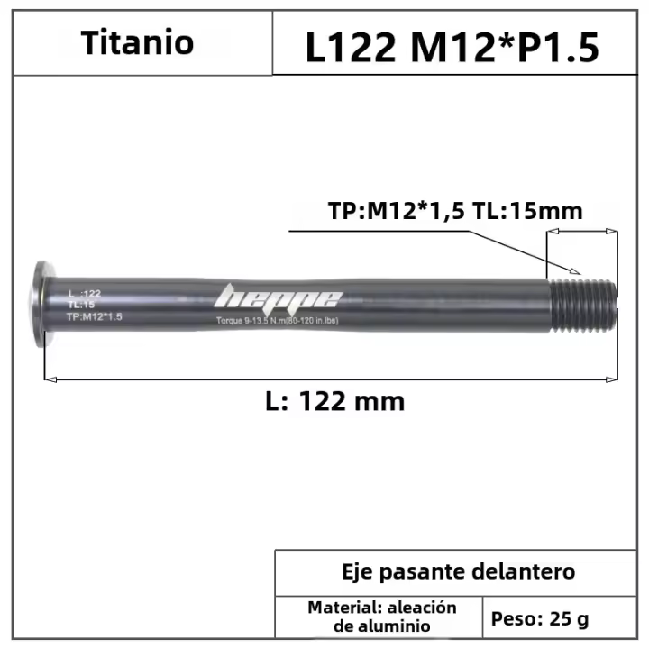 HEPPE Eje De Bicicleta De Titanio Para MTB Y Carretera Ultra Ligero Compatible Con Eje Transversal 12x142 12x148 Para Rueda Trasera Y Horquilla 12x100 12x110 - 1