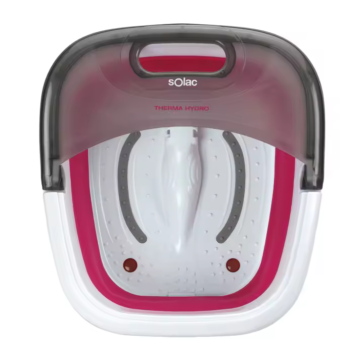 Solac - Hidromasajeador de pies Therma Hydro ME7 350w capacidad 6 litros, 3 Funciones: Masaje con burbujas, vibraciones e infrarrojos. Calentamiento del agua, compatible con aceites. Plegable, pedicura, elético - 1