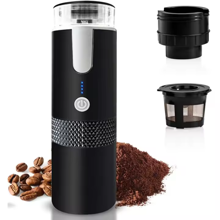Cafetera portátil inalámbrica compatible con cápsulas molidas y K-Cup - 1