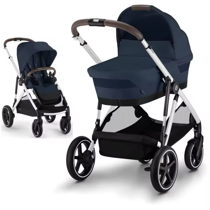 Cochecito bebé 2 piezas Cybex Gazelle S Ocean Blue (Silver Frame) silla y capazo (individual o gemelar) - 1