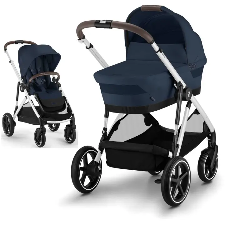 Cochecito bebé 2 piezas Cybex Gazelle S Ocean Blue (Silver Frame) silla y capazo (individual o gemelar) - 1