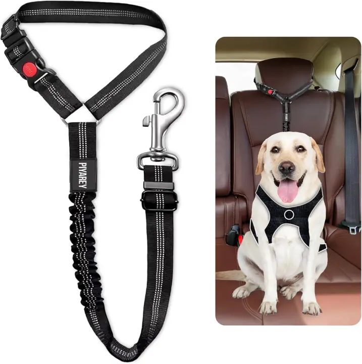 Cinturones de seguridad para perros para coches, Reino Unido, reposacabezas, arnés ajustable para coche, cinturón de seguridad para perros, antichoque, elástico, correa resistente para cachorros (NEGRO) - 1