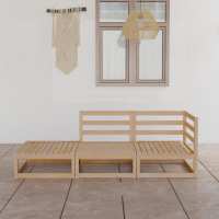 vidaXL Muebles de jardín 3 piezas madera maciza de pino en color Marrón miel/Marrón | almacenamiento funcional diseño moderno para baño dormitorio sala - details 1