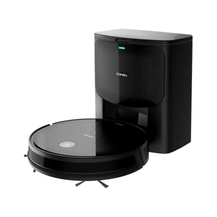 Conga 2499 Ultra Home Titanium Robot aspirador con base de autovaciado. Cuenta con tecnología giroscópica, limpieza ordenada de la totalidad de la superficie recorrida. Friega, aspira y barre a la vez. Potencia de succión de 2100 Pa. APP. - 1