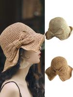 Sombrero De Paja Tejida De Verano Para Mujer Moda Con Lazo Antirreflectante Plegable Para Viajes Sombreros De Playa Panama Dulce - details 0