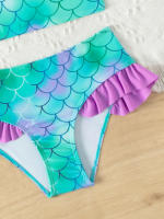 Bikini Infantil Ajustable Con Estampado De Escamas De Pez Y Volantes Para Niñas Traje De Baño De Verano Para Niñas Con Estilo Surf Y Playa - details 6