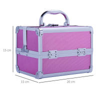 HOMCOM Maletín Maquillaje Profesional Estuche de Cosmético Portátil con Bandejas de 3 Niveles y Espejo 2 Llaves para Joyero Manicura Viaje 20x15x15 cm - details 3