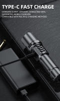 Linterna LED Recargable USB Multifuncional Con Zoom Telescópico Y Luz Brillante Para Exteriores Impermeable - details 11