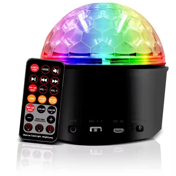 PORCHEDDU Bola de disco USB, Bola de Espejos De disco, Bola De Luz de disco, lámpara de escenario de iluminación LED with Mando in Distancia para Fiesta, Noche, bar, disco de DJ, GIFT, Niños 11*12*12cm Negro - 1