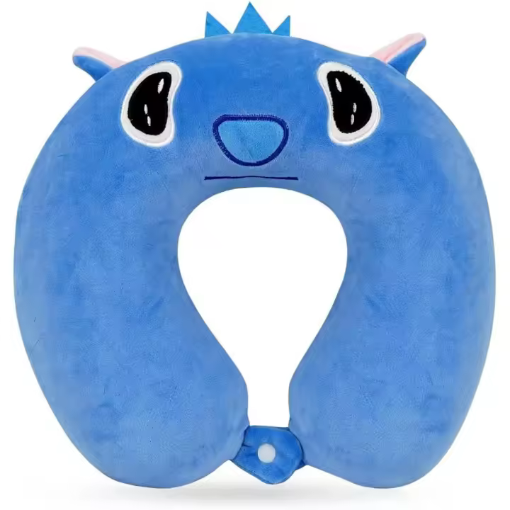 Cojin Cuello Viaje niños, Azul Almohada Cuello Viaje, Cojin Cervical Viaje, Almohada en Forma de U, Almohada portátil, Viajes, Oficina, Tren y Avion - 1