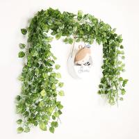 1/2PCS Simulación De Planta De Pared Verde Para Interior Decoración De Flores Rattan Falsas Hojas Verdes Begonia Adorno De Pared Colgante De Plástico - details 10