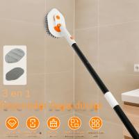 Cepillo De Limpieza Para Azulejos 3 En 1 Con Mango Largo Escobilla De Limpieza De Baño Retráctil Rotativa De 180° Con Esponja Y Microfibra Para Limpieza De Piso Y Ventanas - details 9
