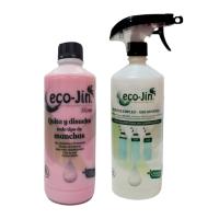 Laboncler - kit de limpieza ecojin hogar rosa con difusores y accesorios, concentrado liquido biodegradable 1l, aroma floral, limpiador multiusos, quitamanchas eficaz, fabricado en españa. - details 1