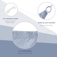 Outsunny Toldo Vela de Sombra Rectangular 4x3 m Toldo de Terraza Protección Rayos UV con Bolsa de Transporte Anillo de Acero Inoxidable y Cuerdas para Jardín Patio Gris - details 4