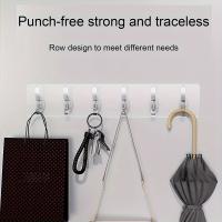 1Pcs Resina Transparente Sin Costuras Adhesivo Para Pared Seis Ganchos Colgadores Impermeables Y Resistente Al Aceite Para Organización Del Hogar - details 1