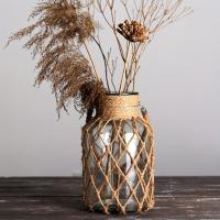 Vaso De Vidrio Tejido a Mano Boho-Chic Portátil Y Transparente Con Patrón Sólido Para Decoración Del Hogar Y Hidroponía - details 4