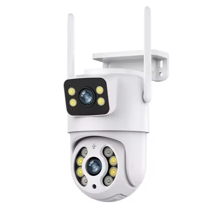 Cámara WiFi exterior Hiseeu WS318 4K 6MP, con doble lente y doble pantalla, audio bidireccional, visión nocturna en color, seguimiento automático, detección de humanos por inteligencia artificial, resistente a la intemperie IP66, compatible con WiFi 2.4G - 1
