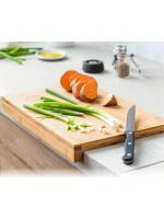 MAXHOME-MasterChef Tabla de cortar de madera, tabla de cocina de bambú, para carne, jamón, pan, queso, con ranura y borde para jugo, natural - details 2