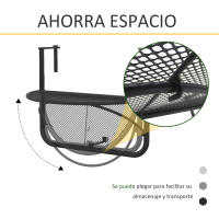 Outsunny Mesa Colgante de Balcón Semicircular 60x45x50 cm Ajustable en Altura Simple y Conveniente para Barandilla de Balcón Terraza Patio - details 4