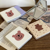 Espejo De Maquillaje Portátil Doble Cara Pequeño De Peluche Oso Cartoon Para Mujeres Herramientas De Cosméticos - details 0