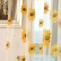 Cortinas De Tulle Con Girasoles 100x200 Cm Para Verano Decoración De Hogar Moderna Para Sala De Estar Dormitorio Cocina Ventanas - details 5