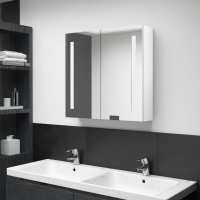 vidaXL Armario de baño con espejo y LED color 62x14x60 cm en color Roble/Gris/Negro brillo y más | almacenamiento funcional diseño moderno para baño dormitorio sala - details 3
