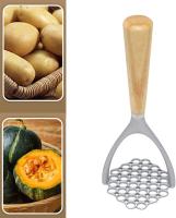 Trituradora de patata de aleación de aluminio con mango de madera multifunción calabaza plátano puré barro prensa trituradora de alimentos herramientas de cocina niños trituradora - details 0
