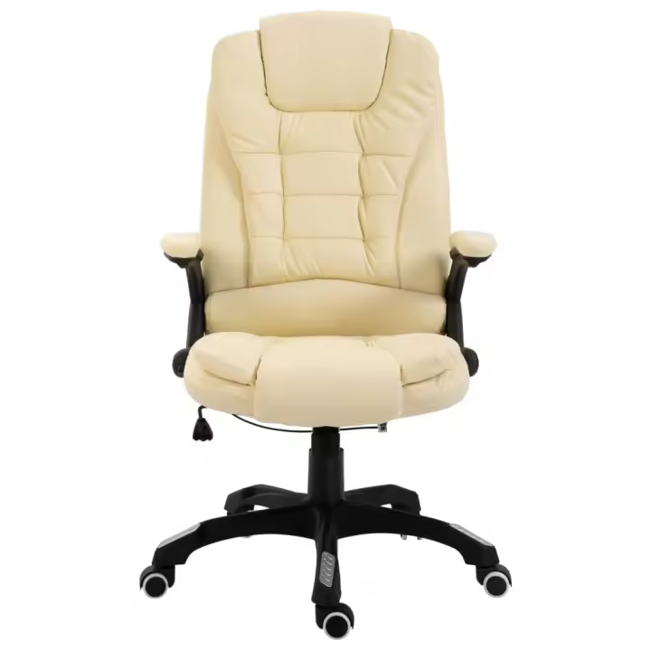 Silla de Oficina de cuero syntético color crema - 1