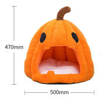 Casa De Gato Y Perro Con Diseño De Calabaza De Halloween Cama Acolchada Para Mascotas Caliente Para Otoño E Invierno Alfombra Para Mascotas - details 0