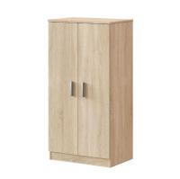 Meimon Zapatero BASIC con 2 puertas y 6 estantes extraíbles, tablero melaminizado E1 (15 mm), cantos PVC 0,6 mm, trasera MDF 3 mm, bisagras y soportes metálicos, tiradores ABS gris aluminio, 108x55x36 cm, 30 kg máx, Roble Canadian - details 1