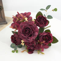 Bouquet De Flores Artificiales Con Hydrangea Y Peonías Sintéticas Para Decoración De Hogar Y Bodas Centros De Mesa Falsas - details 18