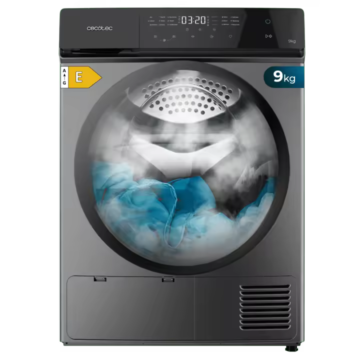 Cecotec Bolero DressCode Dry 9400 Steel Secadora Bomba de calor  de 9 kg Clase E Full Touch control 15 programas secado automático Planchado Fácil Stop&Go. - 1
