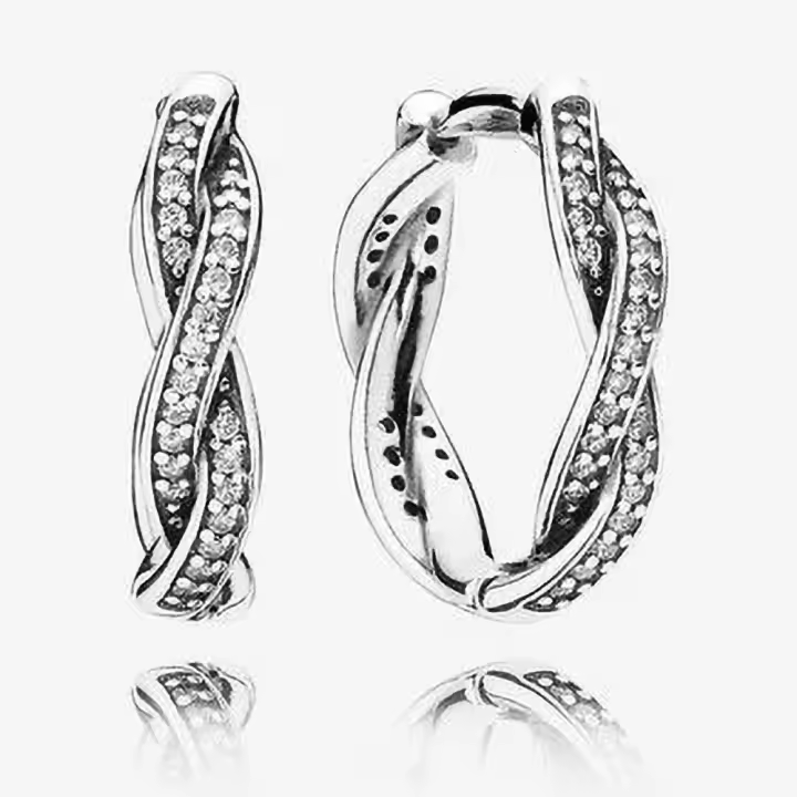 Pandora Pendientes de Aro en Plata de Rueda de la Fortuna，Incluye Caja Original - 1