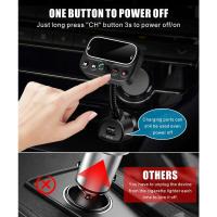 Transmisor FM Bluetooth con microfono dual, [Una Tecla para apagar FM] Kit de Manos libres inalámbrico para Automóvil con Puertos USB (QC3.0 AUX), colores con retroiluminación LED - details 3