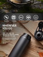 Botella de agua portátil de acero inoxidable para ciclismo deporte al aire libre de viaje metal reutilizable y ecológica para adultos - details 1