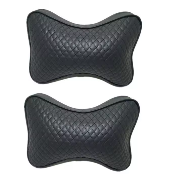 Almohada para Cuello de Coche de Cuero PU Negro - Juego de 2 Piezas - 1