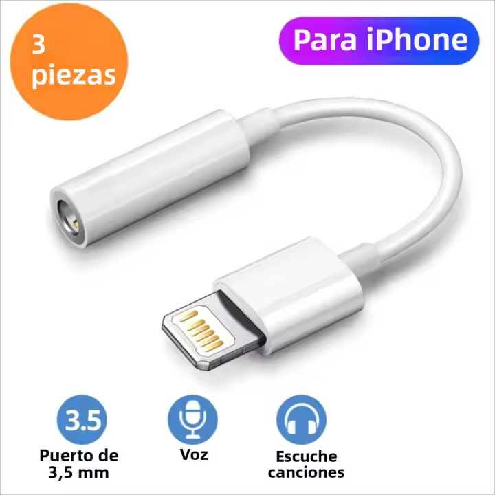 Adaptador Para IOS a Jack 3.5mm AUX Cable Para iPhone 14 13 12 11 pro Max Macho a Hembra Adaptador Convertidor De Auriculares Divisor De Audio - 1
