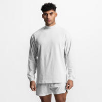 Camiseta De Manga Larga Para Hombre Sobredimensionada Cuello Alto Deportiva Algodón Suéter De Gimnasio Estilo Casual - details 6
