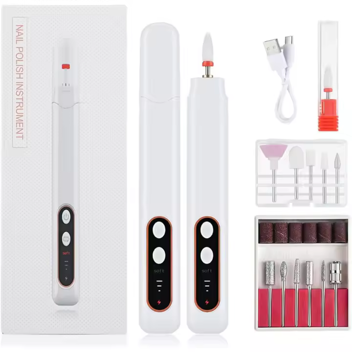 Limas de Uñas Eléctricas, Taladro de Uñas Eléctrico Profesional para Uñas de Gel Acrílico, 15000RPM Velocidad Ajustable Set de Manicura Pedicura con 12 Brocas - 1