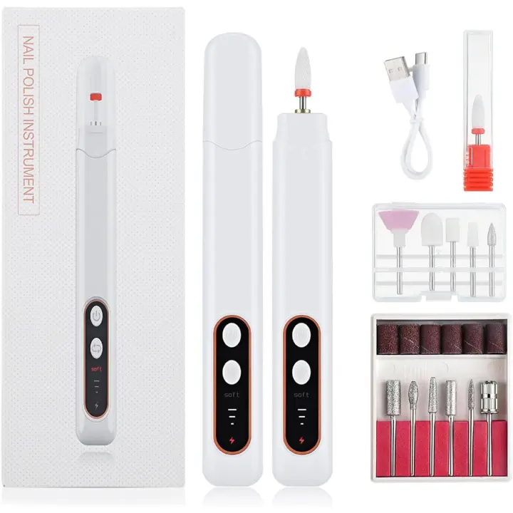Limas de Uñas Eléctricas, Taladro de Uñas Eléctrico Profesional para Uñas de Gel Acrílico, 15000RPM Velocidad Ajustable Set de Manicura Pedicura con 12 Brocas - 1