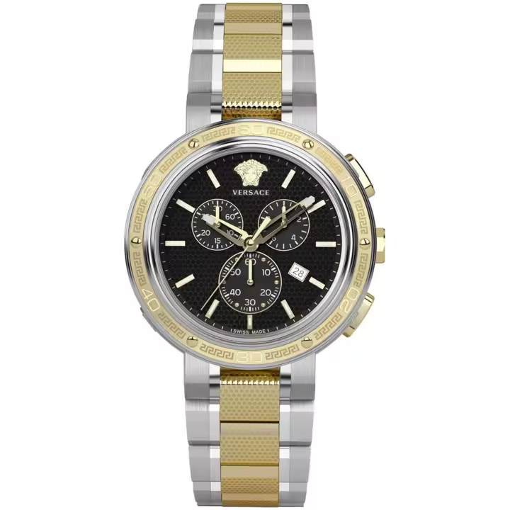 Reloj de pulsera Versace - VE2H00421 correa color: Gris plata Oro amarillo Dial Negro Hombre - 1