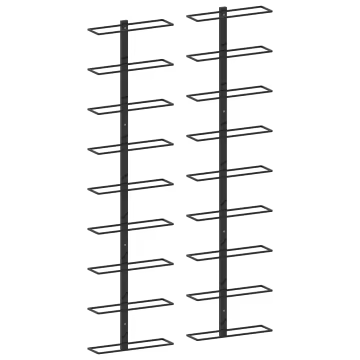 vidaXL Botellero de pared para 9 botellas 2 unidades hierro en color Blanco/Negro - 1