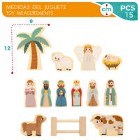 WOOMAX - Portal de Belén de madera infantil, 15 piezas, Impresión a doble cara, Fácil de montar y desmontar, Nacimiento Navidad, Pesebre, Figuras Reyes Magos, Para niños +3 años, Decoración navideña - details 4