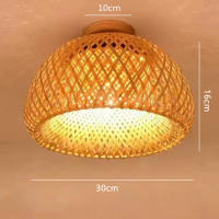 Lámpara De Techo De Bambú Moderna Y Sencilla Estilo Chino Tejida a Mano E27 Para Iluminación De Sala De Estar Y Comedor Decoración Del Hogar - details 3